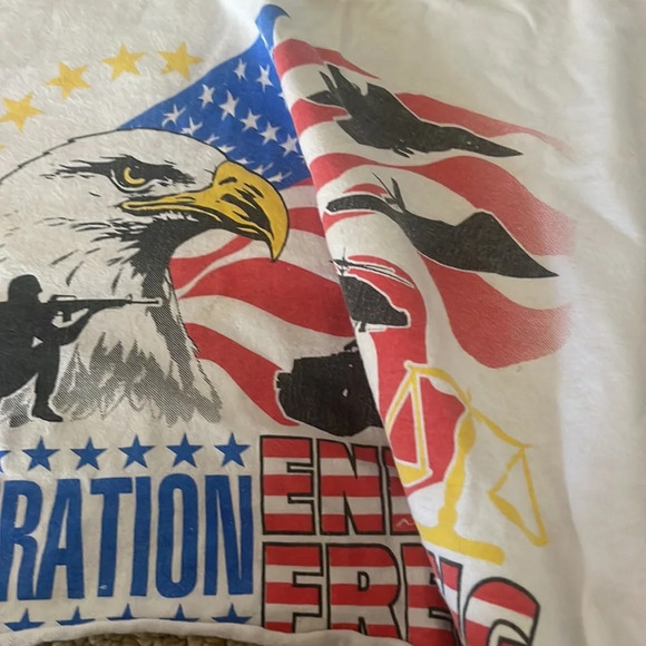 Vintage y2k operation enduring freedom military t shirt cropped Sz Extra large - Picture 11 of 11